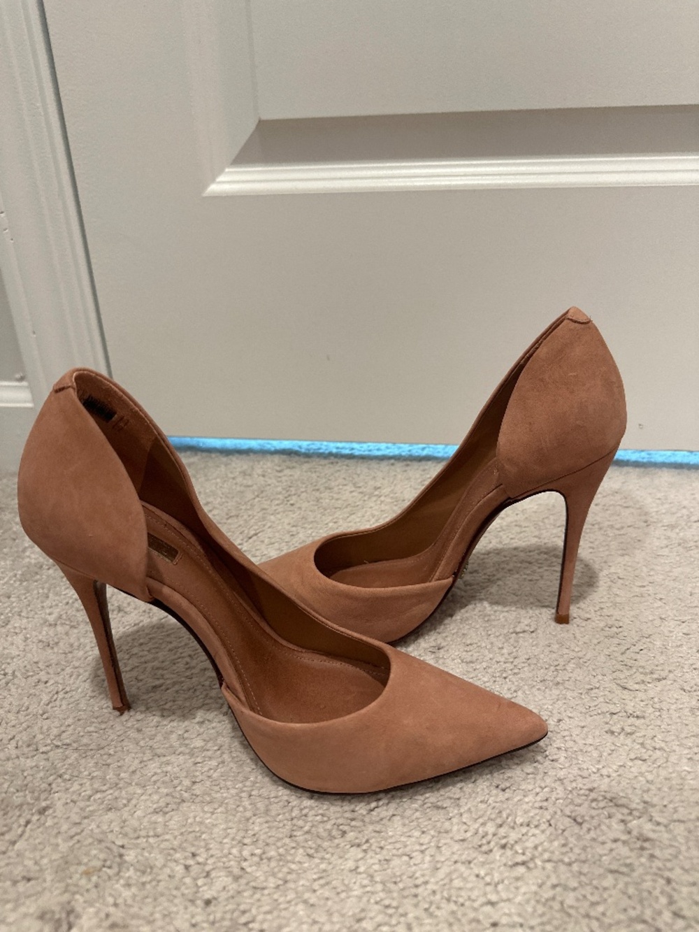 SCHUTZ Nude/Camel Suede Pointed-Toe Stiletto Pumps